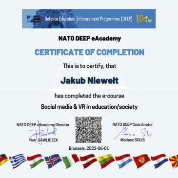 NATO DEEP eAcademy certificates with the QR code introduced